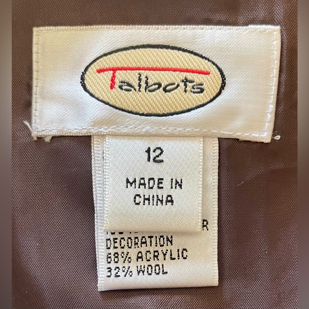 NWT Talbots Brown Tweed Midi Flared Skirt Crocheted Trim Wool Blend Size 12 - Picture 7 of 7